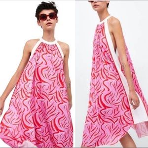 Zara Pink and Red Maxi Dress
